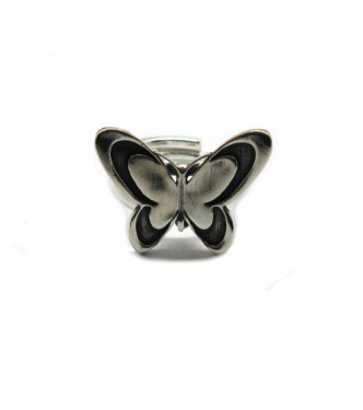 R001876 Stylish Handmade Sterling Silver Ring Solid 925 Adjustable Size Butterfly